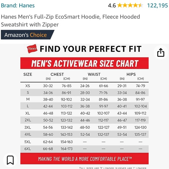 Hanes Men’s Full-Zip EcoSmart Hoodie, Fleece Hooded Sweatshirt with Zipper-NWT - Picture 5 of 7